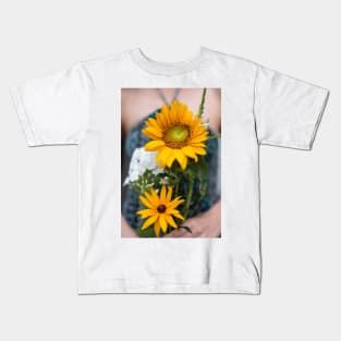 Happy Yellow Sunflower Bouquet Kids T-Shirt